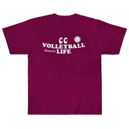 バレーボール・目玉・白・VOLLEYBALL・#Tシャツ・デザイン・セッター・トス・アタッカー・ブロック・ポジション・部活・スポーツ・応援・有望・有力・確実・男子・女子・かっこいい・かわいい・チームワーク Heavyweight T-Shirt