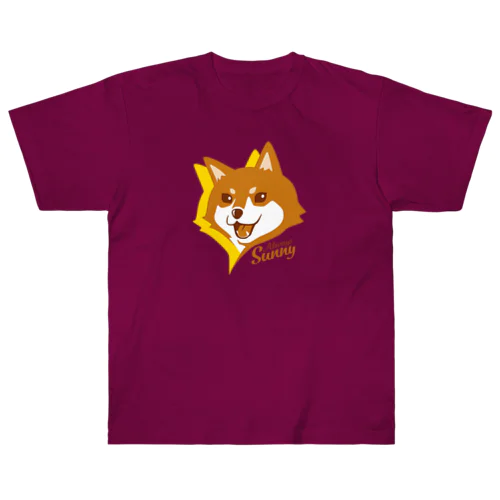 陽気な笑顔の柴犬 ヘビーウェイトTシャツ