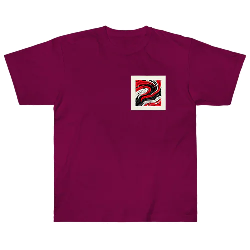 赤黒白ウェーブ Heavyweight T-Shirt
