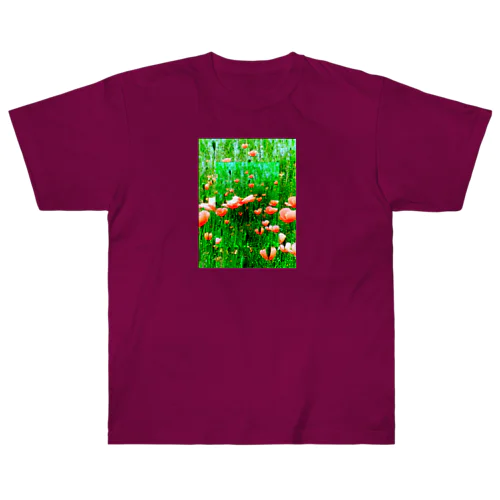  Heart under flowers  名前を知らない花 Heavyweight T-Shirt