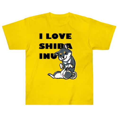 I LOVE SHIBA INU（新バージョン・黒柴） Heavyweight T-Shirt