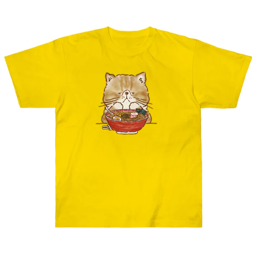 猫とラーメン ヘビーウェイトTシャツ