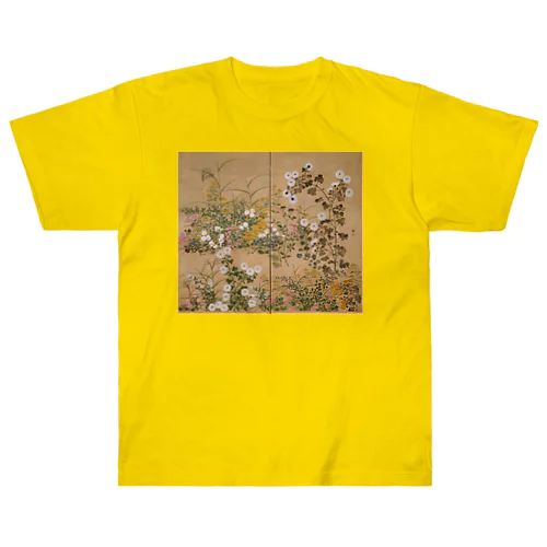 日本画：尾形光琳_秋草図 右隻 Heavyweight T-Shirt