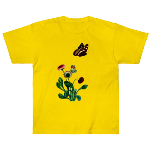 花と蝶 Heavyweight T-Shirt