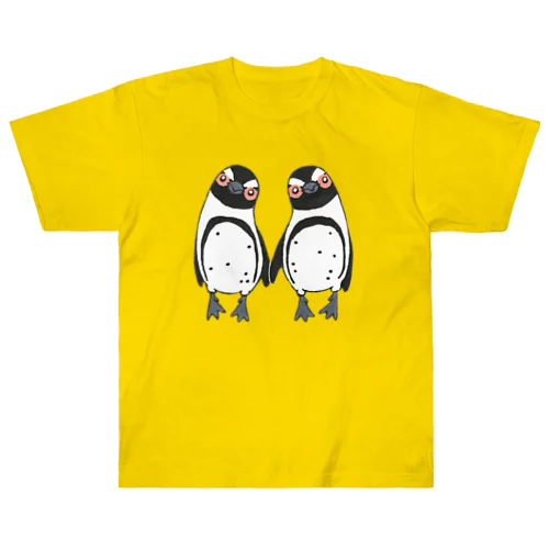 手繋ぎケープペンギンのカップル🐧❤️🐧 Heavyweight T-Shirt