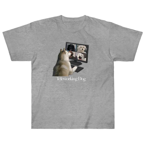 Teleworking Dog ヘビーウェイトTシャツ