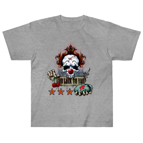 ゾンビピエロ🤡GOD LUCK💀 ヘビーウェイトTシャツ