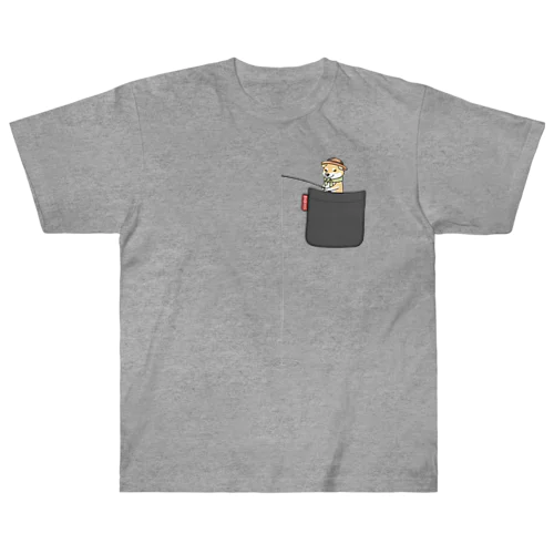 釣り柴ポケット（赤柴） Heavyweight T-Shirt