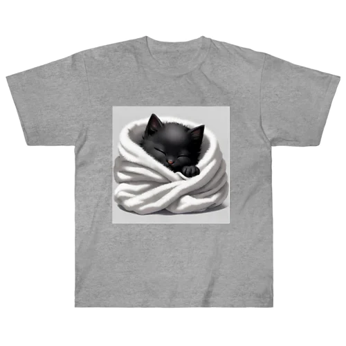 黒猫巻き巻き ヘビーウェイトTシャツ