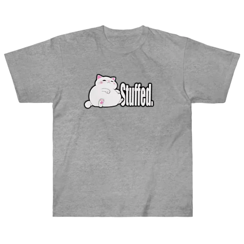 ぐうたら白猫。stuffed. ヘビーウェイトTシャツ