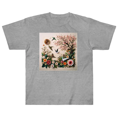 折り紙アート　春の兆し Heavyweight T-Shirt