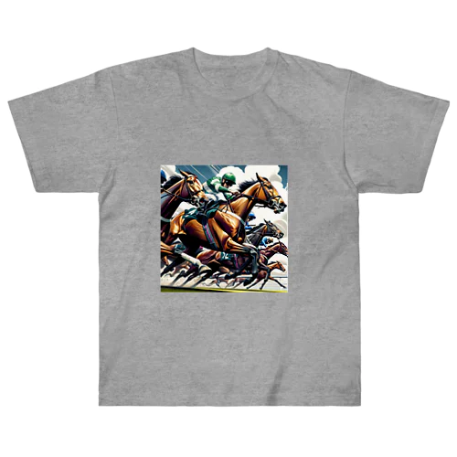 ゴール前1ハロン、それは競馬の魂が燃え上がる瞬間 Heavyweight T-Shirt