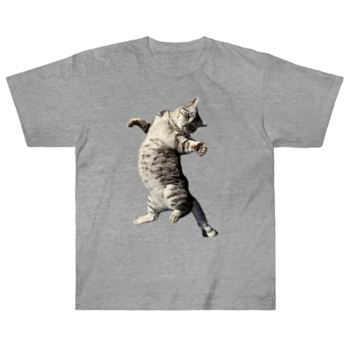 お腹が重くて寝返りが大変な猫 ヘビーウェイトTシャツ