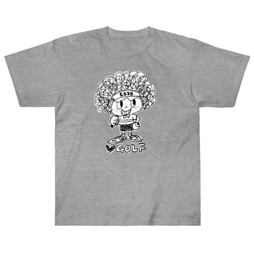 もじゃ男くん　モノクロ ヘビーウェイトTシャツ