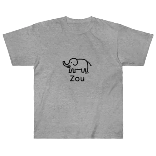 Zou (ゾウ) 黒デザイン ヘビーウェイトTシャツ