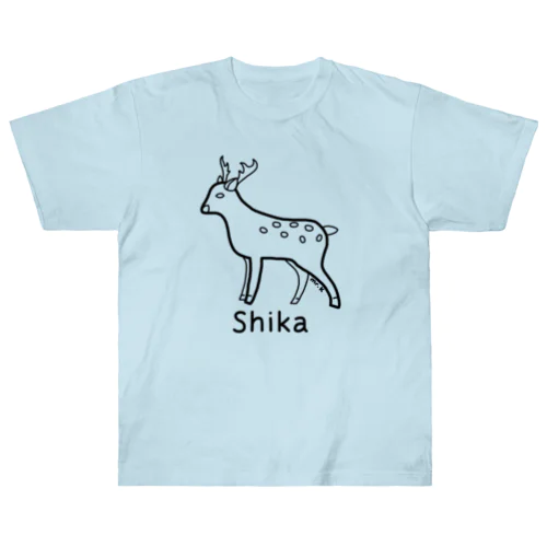 Shika (シカ) 黒デザイン ヘビーウェイトTシャツ