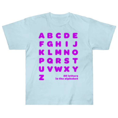 26 letters in the alphabet【Tshirt】【Design Color : Pink】【Design Print : Front】 ヘビーウェイトTシャツ