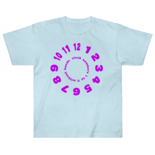 clock numbers 1 to 12 without hands【Tshirt】【Design Color : Pink】【Design Print : Front】 ヘビーウェイトTシャツ