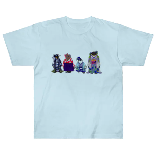 いずれ菖蒲か杜若₋Aptenodytes Kimono Penguins- Heavyweight T-Shirt