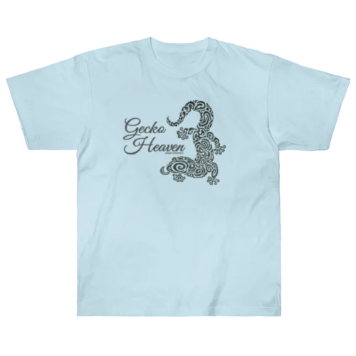 Gecko Heaven-ペロリなヤモリくん（ゴールドグレー） ヘビーウェイトTシャツ