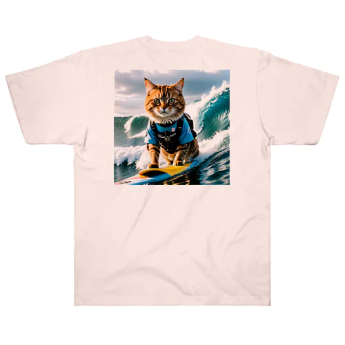 おいら波乗り🐈猫サーファー🏄 ヘビーウェイトTシャツ