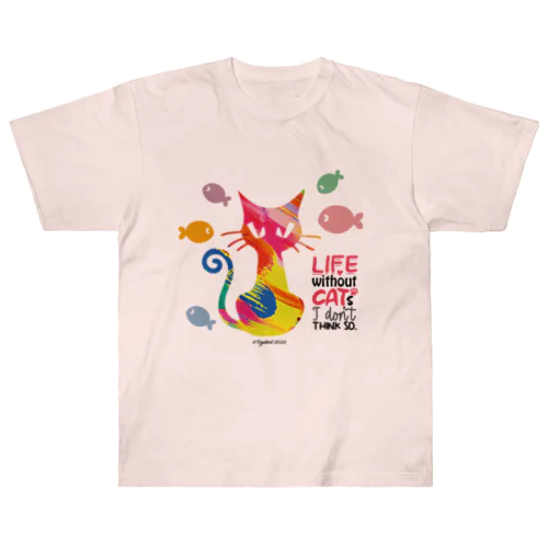 猫ライフ(ペンキ) ヘビーウェイトTシャツ