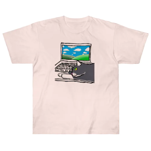 レンタル猫の手（風景） ヘビーウェイトTシャツ