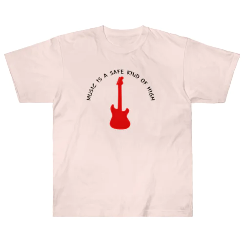 赤いギター Music is a safe…ギタリスト名言　黒 Heavyweight T-Shirt