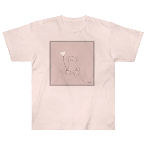 🧸 Bear and heart white balloon . Heavyweight T-Shirt