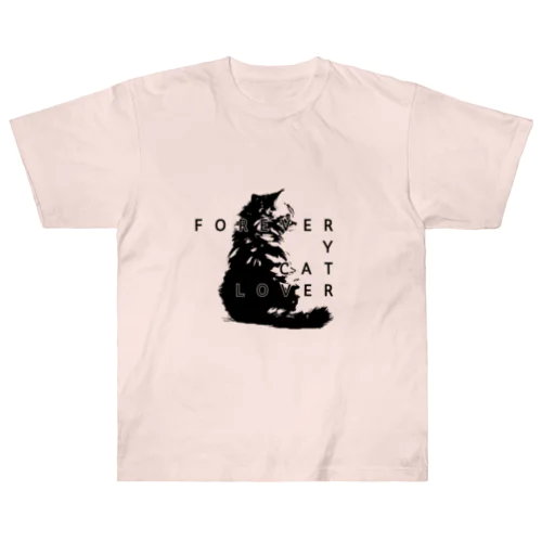 forever y cat lover (monochrome) ヘビーウェイトTシャツ