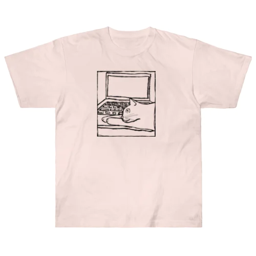 猫の手貸します。（ほぼ線画） Heavyweight T-Shirt