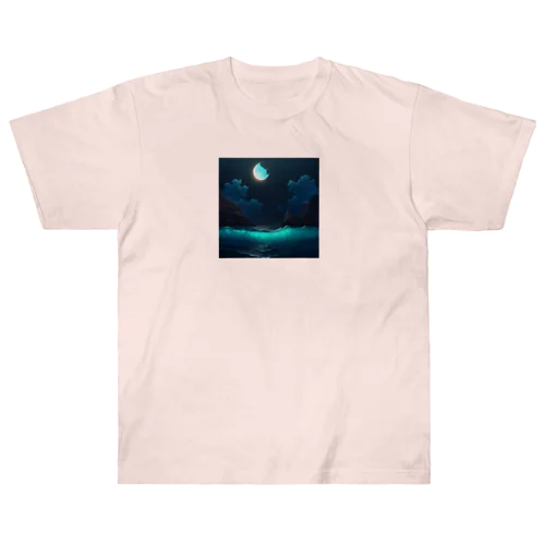 藍月に引き寄せられた波 Heavyweight T-Shirt