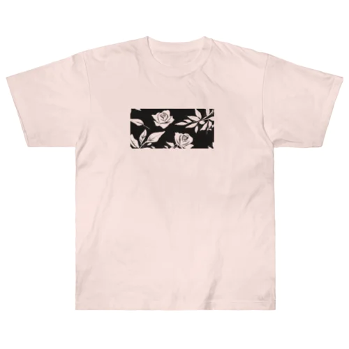 モノトーン花 Heavyweight T-Shirt