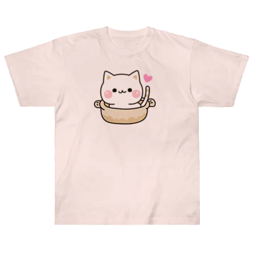 気づかいのできるネコ　ねこ鍋 Heavyweight T-Shirt
