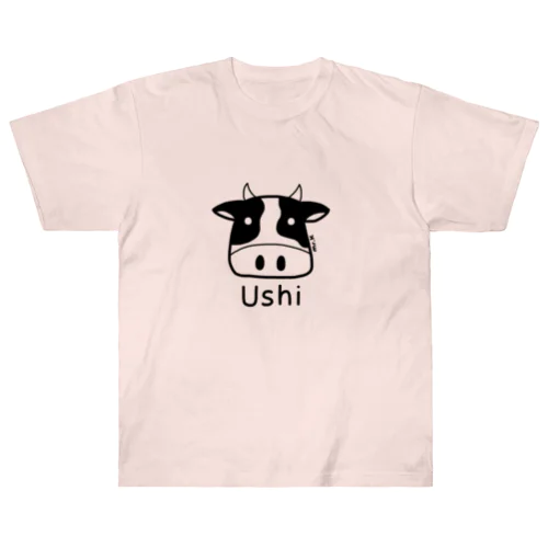 Ushi (牛) 黒デザイン Heavyweight T-Shirt