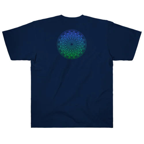 宇宙曼荼羅Green Blue Heart cakra ヘビーウェイトTシャツ