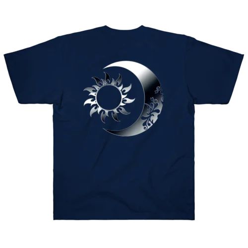 太陽と月 (Silver背面) ヘビーウェイトTシャツ