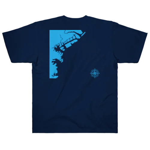 横浜港海岸Map / Blue Land ヘビーウェイトTシャツ