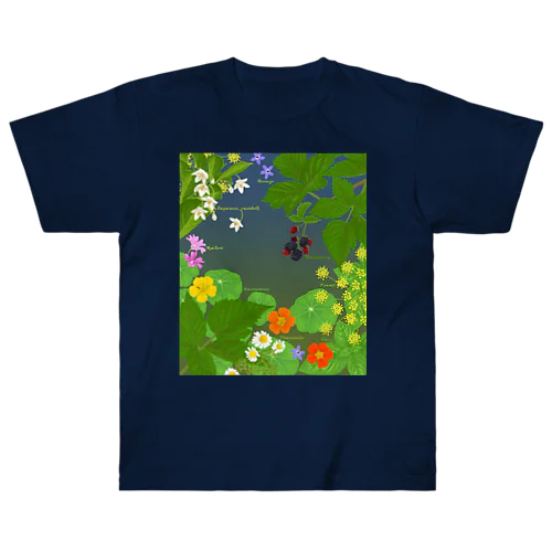 庭の植物（宵） ヘビーウェイトTシャツ