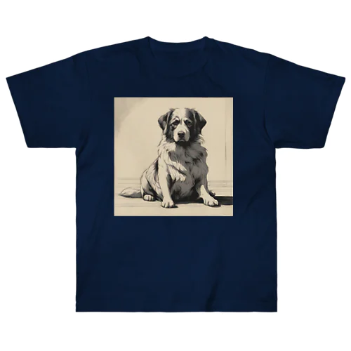 帰りを待つ愛犬 ヘビーウェイトTシャツ