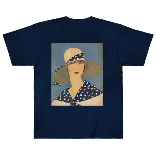 lady wearing a sun hat Heavyweight T-Shirt