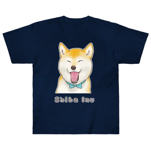 笑顔のもちもち柴犬（英字版） ヘビーウェイトTシャツ