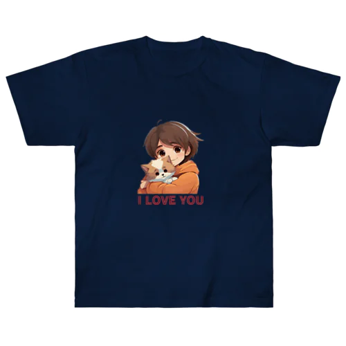 I LOVE YOU(Cat&Girl) (37) ヘビーウェイトTシャツ