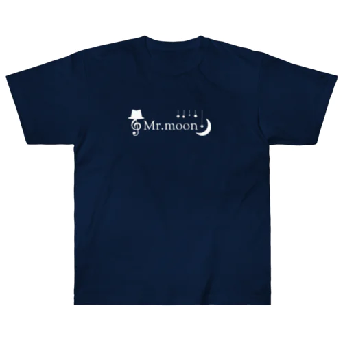 月夜と音とMr.moon 白色ロゴ Heavyweight T-Shirt