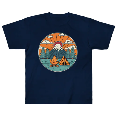 富士山とキャンプ ヘビーウェイトTシャツ