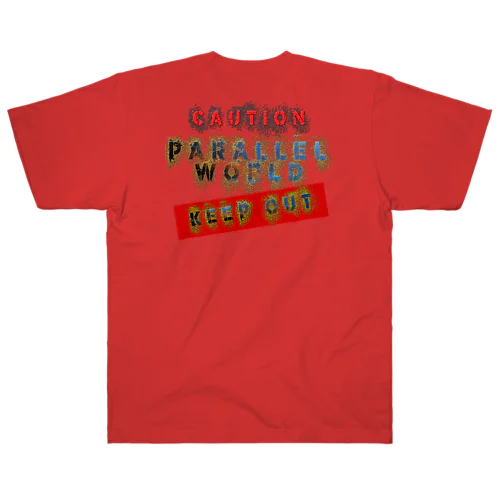 caution「parallelworld」ー立入禁止(バックプリント) Heavyweight T-Shirt