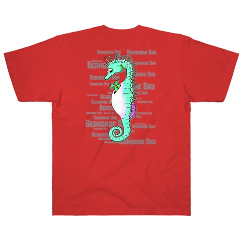 Seahorse Dad　グリーン　バックプリント Heavyweight T-Shirt