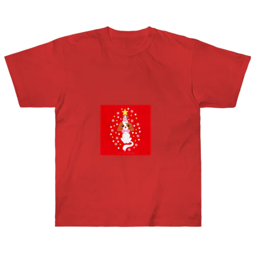 キャバリアクリスマス（赤） Heavyweight T-Shirt