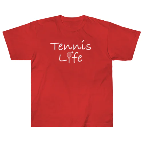 テニス・TENNIS・ライフ・筆記白文字・アイテム・デザイン・ラケット・ガット・イラスト・スポーツ・Tシャツ・サーブ・男子・女子・かっこいい・かわいい・選手・画像・ボール・王子・応援 Heavyweight T-Shirt