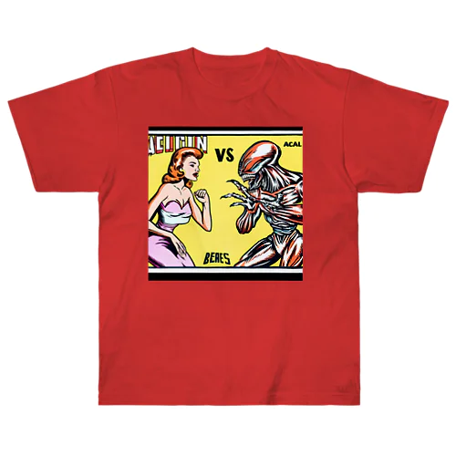 エイリアン　ｖｓ　金髪美女 Heavyweight T-Shirt